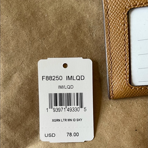 Coach Mini Skinny ID Card Case Im/Light Saddle NWT - Picture 7 of 10